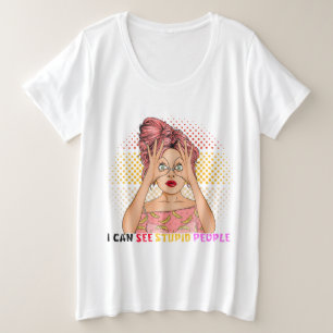 Anime Meisje Ik kan zien Stomme Meisje Grote Maat T-shirt