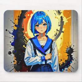 Anime meisje in blauw muismat
