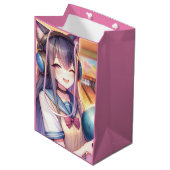  anime meisje in bowling verjaardagsfeestje medium cadeauzakje (Voorkant Gekanteld)