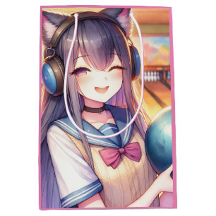  anime meisje in bowling verjaardagsfeestje medium cadeauzakje