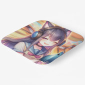  anime meisje in bowling verjaardagsfeestje papieren bordje (Gebogen)