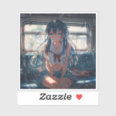 Anime Meisje in de Trein Sticker (Vel)