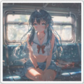 Anime Meisje in de Trein Sticker (Voorkant)
