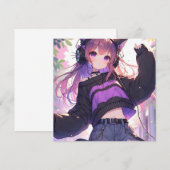  Anime Meisje in Hoofdtelefoon met Kattenoren (Voorkant / Achterkant)