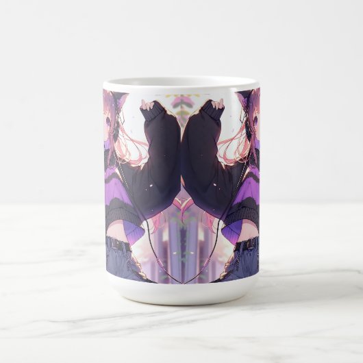  Anime Meisje in Hoofdtelefoon met Kattenoren Koffiemok (Center)