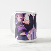 Anime Meisje in Hoofdtelefoon met Kattenoren Koffiemok (Voorkant links)