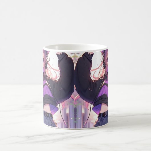  Anime Meisje in Hoofdtelefoon met Kattenoren Koffiemok (Center)