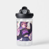 Anime Meisje in Hoofdtelefoon met Kattenoren Waterfles (Voorkant)