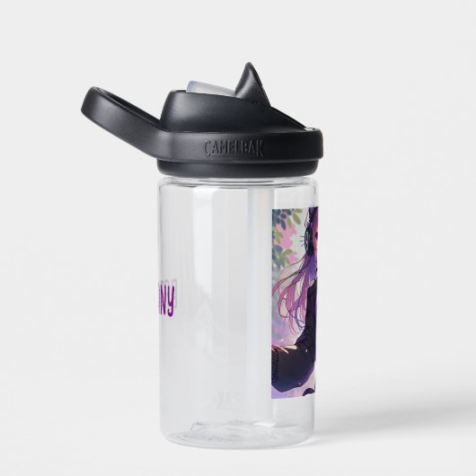 Anime Meisje in Hoofdtelefoon met Kattenoren Waterfles (Rechts)