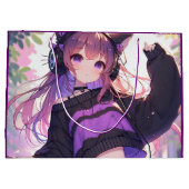  Anime Meisje in Hoofdtelefoon Verjaardag Groot Cadeauzakje (Achterkant)