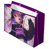 Anime Meisje in Hoofdtelefoon Verjaardag Groot Cadeauzakje (Voorkant Gekanteld)