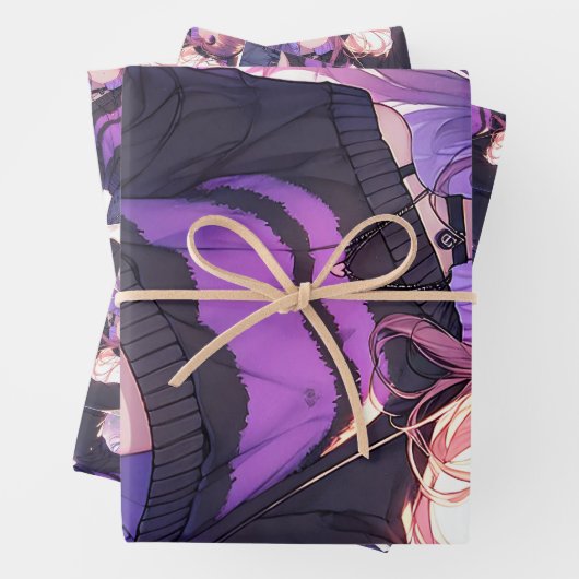  Anime Meisje in Hoofdtelefoon Verjaardag Inpakpapier Vel (In situ)