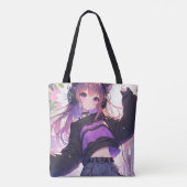  Anime Meisje in Hoofdtelefoon Verjaardag Tote Bag (Achterkant)