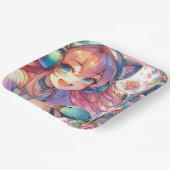  Anime Meisje in Roller schaatsen Verjaardagsfeest Papieren Bordje (Gebogen)