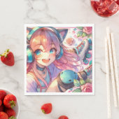 Anime Meisje in Roller schaatsen Verjaardagsfeest Servet (Insitu)