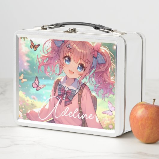  anime meisje in roze vlechten (In situ)