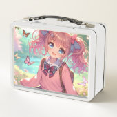  anime meisje in roze vlechten (Achterkant)