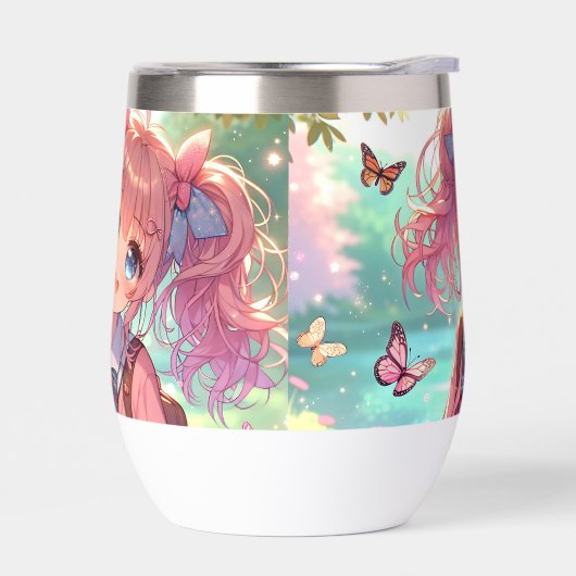 anime meisje in roze vlechten (Links)