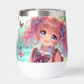  anime meisje in roze vlechten (Achterkant)