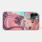  anime meisje in roze vlechten Case-Mate iPhone case (Achterkant (horizontaal))