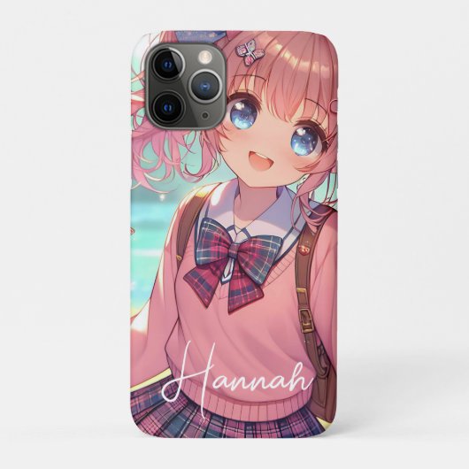  anime meisje in roze vlechten Case-Mate iPhone case (Achterkant)