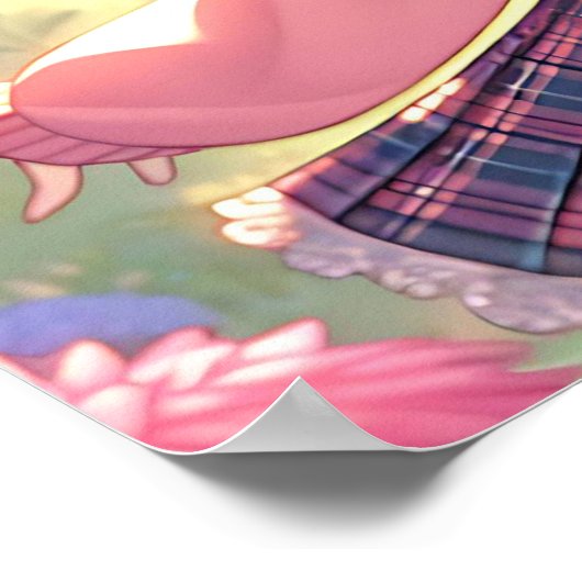 anime meisje in roze vlechten poster (Hoek)