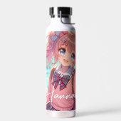  anime meisje in roze vlechten waterfles (Links)