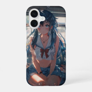 Anime meisje in trein iPhone 16 hoesje