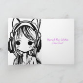 Anime Meisje in vossenoren Ballonnen Verjaardag Kaart (Binnen)