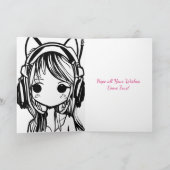  Anime Meisje in vossenoren Ballonnen Verjaardag Kaart (Binnen)