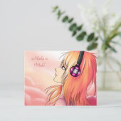  Anime meisje in zonsondergang Briefkaart (Staand voorkant)