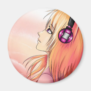 Anime meisje in zonsondergang Magneet