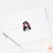 Anime Meisje in Zwart Pet Gepersonaliseerd Ronde Sticker (Envelop)
