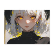 Anime meisje in zwarte outfit, postcrossing