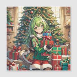 Anime meisje kerst magnetische kaart
