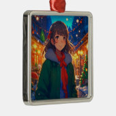 Anime Meisje Kerstverlichting Metalen Ornament (Rechts)