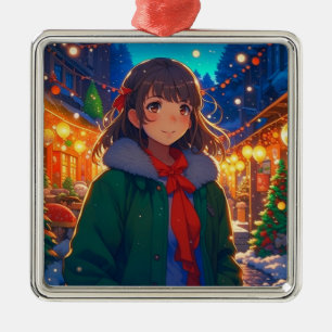 Anime Meisje Kerstverlichting Metalen Ornament