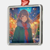 Anime Meisje Kerstverlichting Metalen Ornament (Links)
