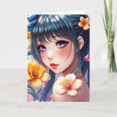  anime meisje kleurplaat verjaardag meisje kaart (Voorkant)