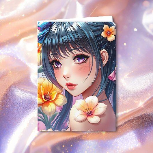  anime meisje kleurplaat verjaardag meisje kaart