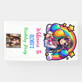 Anime Meisje Kleurrijke Pop Kunst Verjaardag Spandoek (Horizontaal)