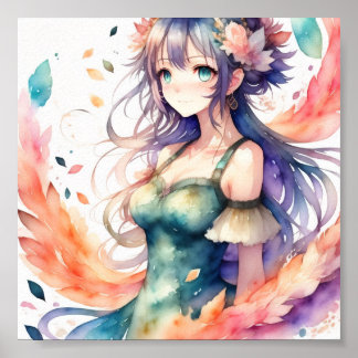 Anime meisje kunstwerk poster