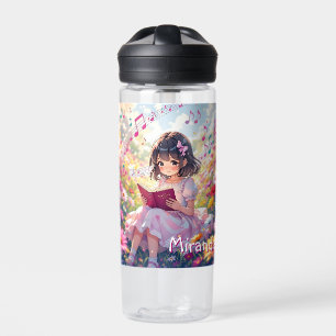 Anime Meisje Leest Gepersonaliseerd Waterfles