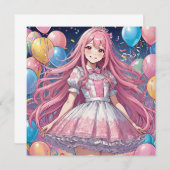 Anime Meisje lief 16 verjaardag Uitnodiging (Voorkant / Achterkant)