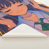 Anime Meisje Luisteren naar Muziek Sherpa Deken (3/4)