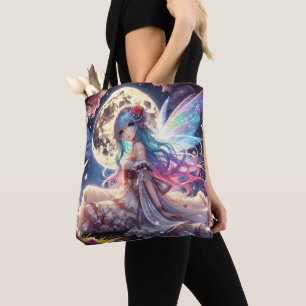 Anime meisje maan fee prinses in tuin tote bag