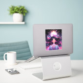 Anime Meisje Magische Prinses Sticker (Laptop op bureau)