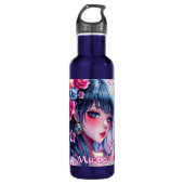  anime meisje met blauwe ogen gepersonaliseerd waterfles  (Voorkant)