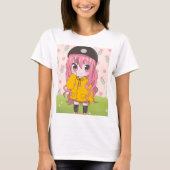 Anime meisje met bloemen t-shirt (Voorkant)