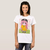 Anime meisje met bloemen t-shirt (Voorkant volledig)